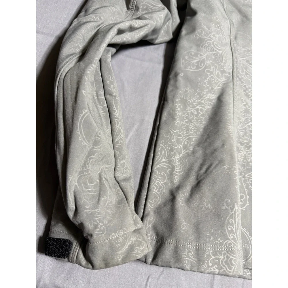 Eddie Bauer Softshell Jacket Womens Medium Grey Good Paisley Floral Full Zip